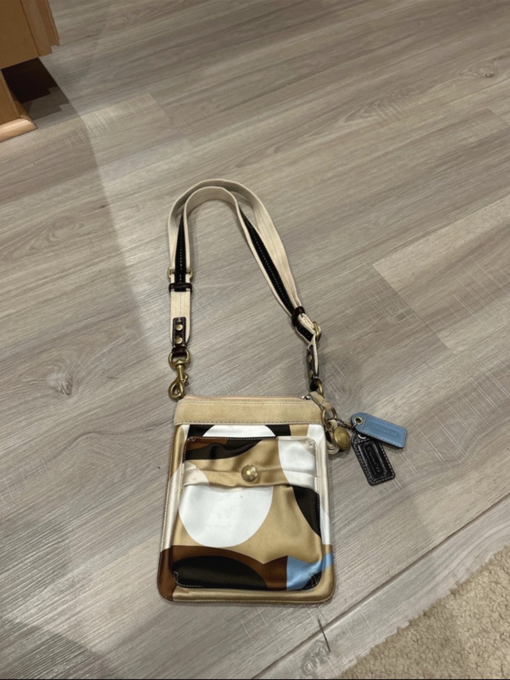 Vintage Coach Hamptons Signature Scarf-Print Sateen Crossbody